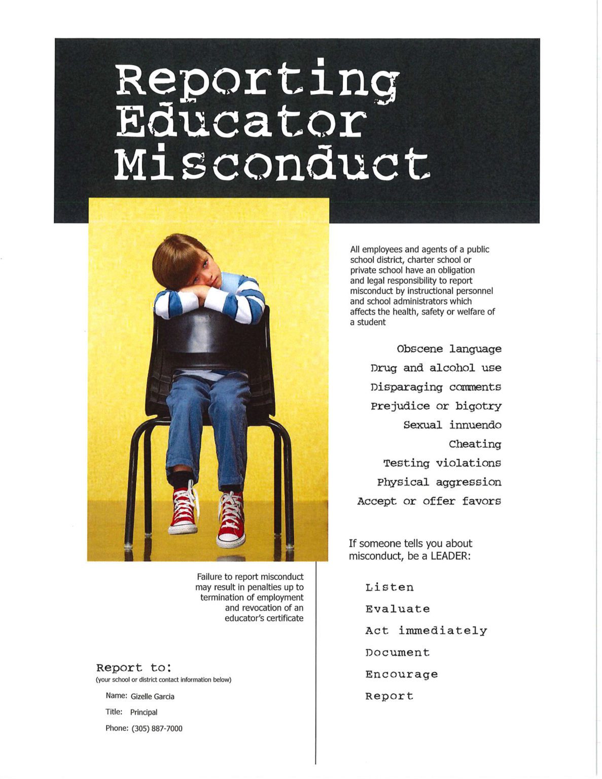 Standards of Ethical Conduct - Reporting Educactors Misconduct